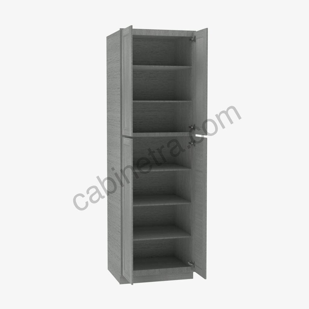 TG-WP2484B Tall Wall Pantry Cabinet with Butt Doors | Forevermark Midtown Grey