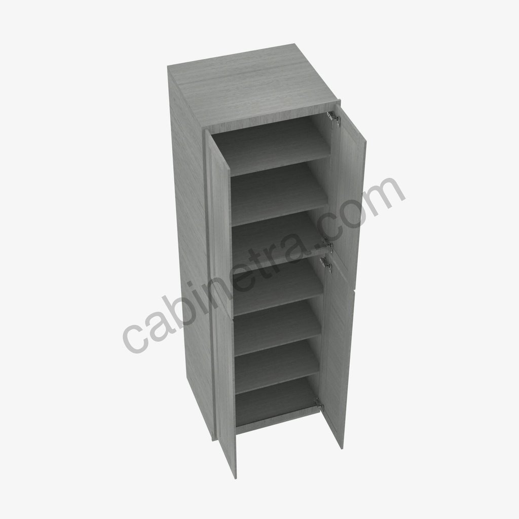 TG-WP2496B Tall Wall Pantry Cabinet with Butt Doors | Forevermark Midtown Grey