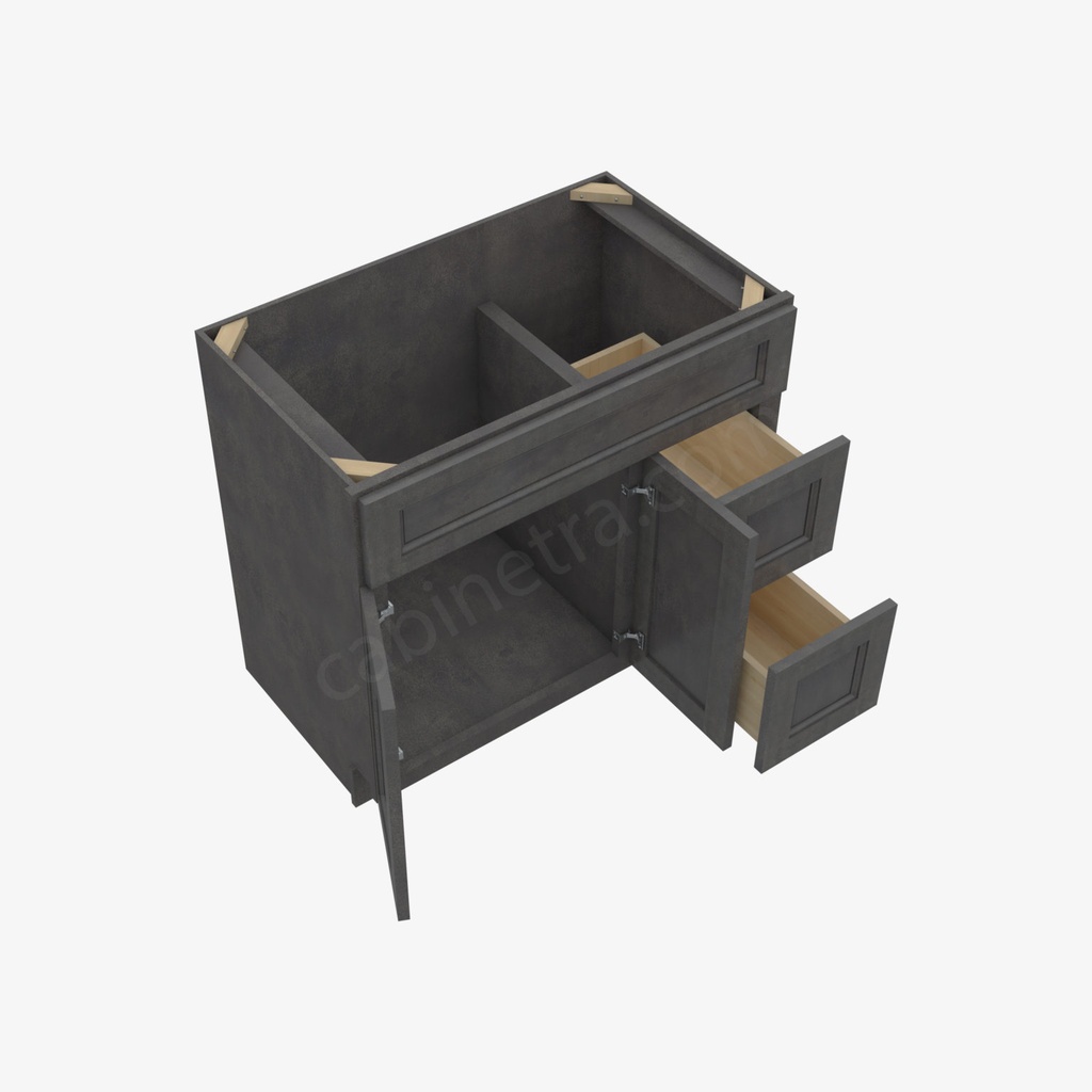 TS-S3621BDR-34-1/2"" Sink Base Combo Vanity with Right Drawer | Forevermark Townsquare Grey
