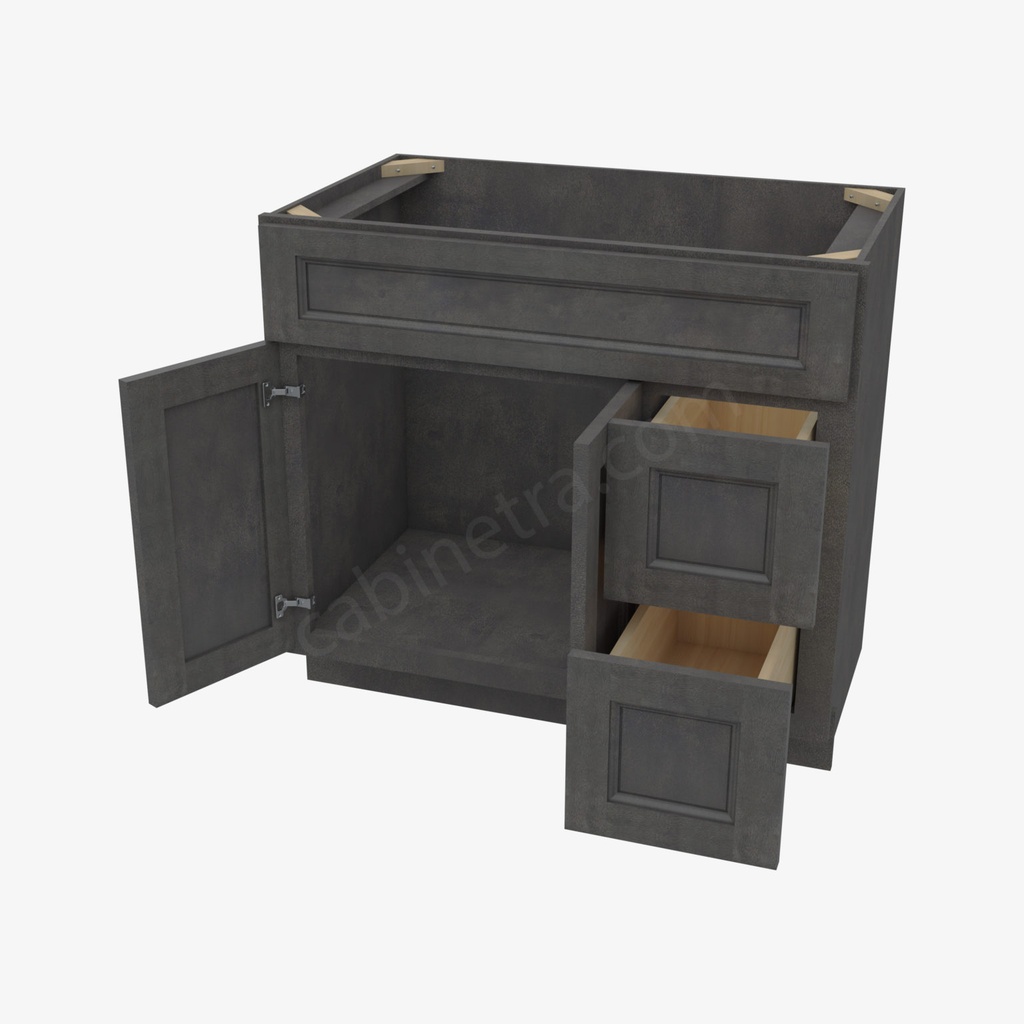 TS-S3621BDR-34-1/2"" Sink Base Combo Vanity with Right Drawer | Forevermark Townsquare Grey