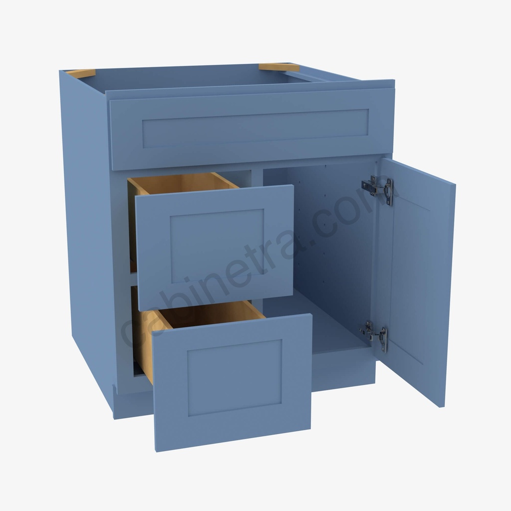 AX-S3021DL-34-1/2"" Combo Vanity with Left Drawer | Forevermark Xterra Blue Shaker