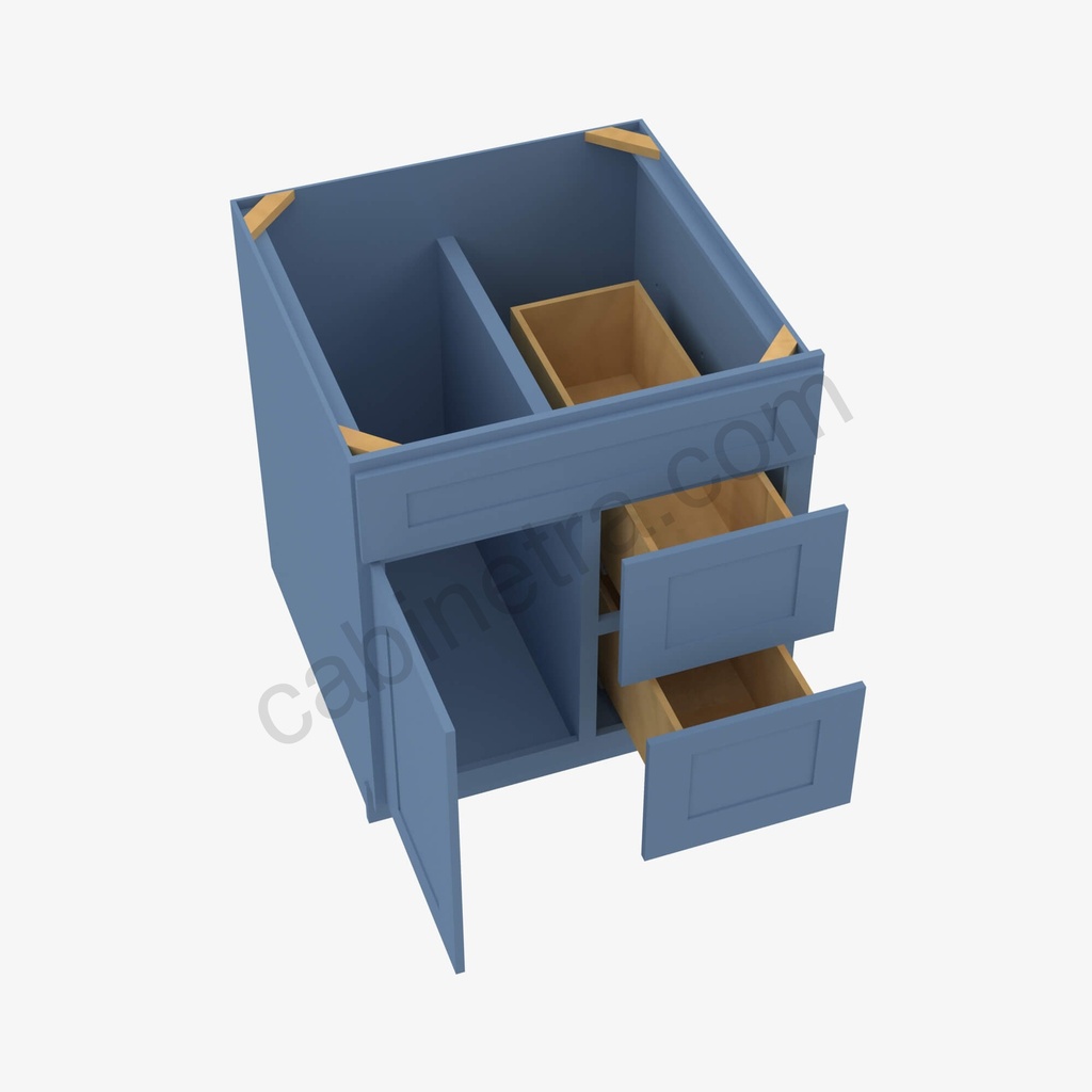 AX-S3021DR-34-1/2"" Combo Vanity with Right Drawer | Forevermark Xterra Blue Shaker