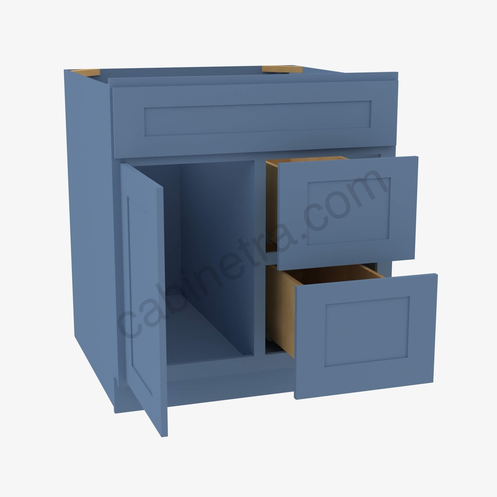 AX-S3021DR-34-1/2"" Combo Vanity with Right Drawer | Forevermark Xterra Blue Shaker