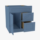 AX-S3621BDR-34-1/2"" Sink Base Combo Vanity with Right Drawer | Forevermark Xterra Blue Shaker