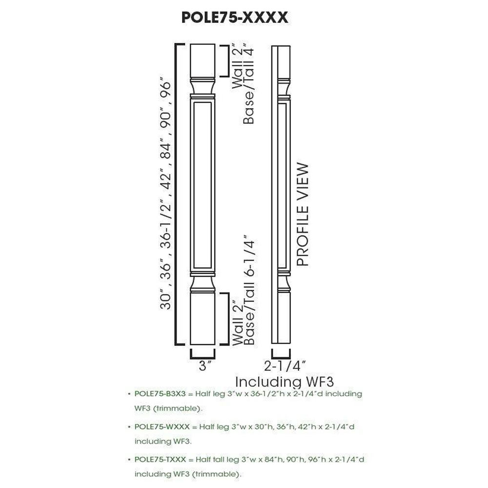 AB-POLE75-W330 Half Decor Leg including WF3 | Forevermark Lait Gray Shaker