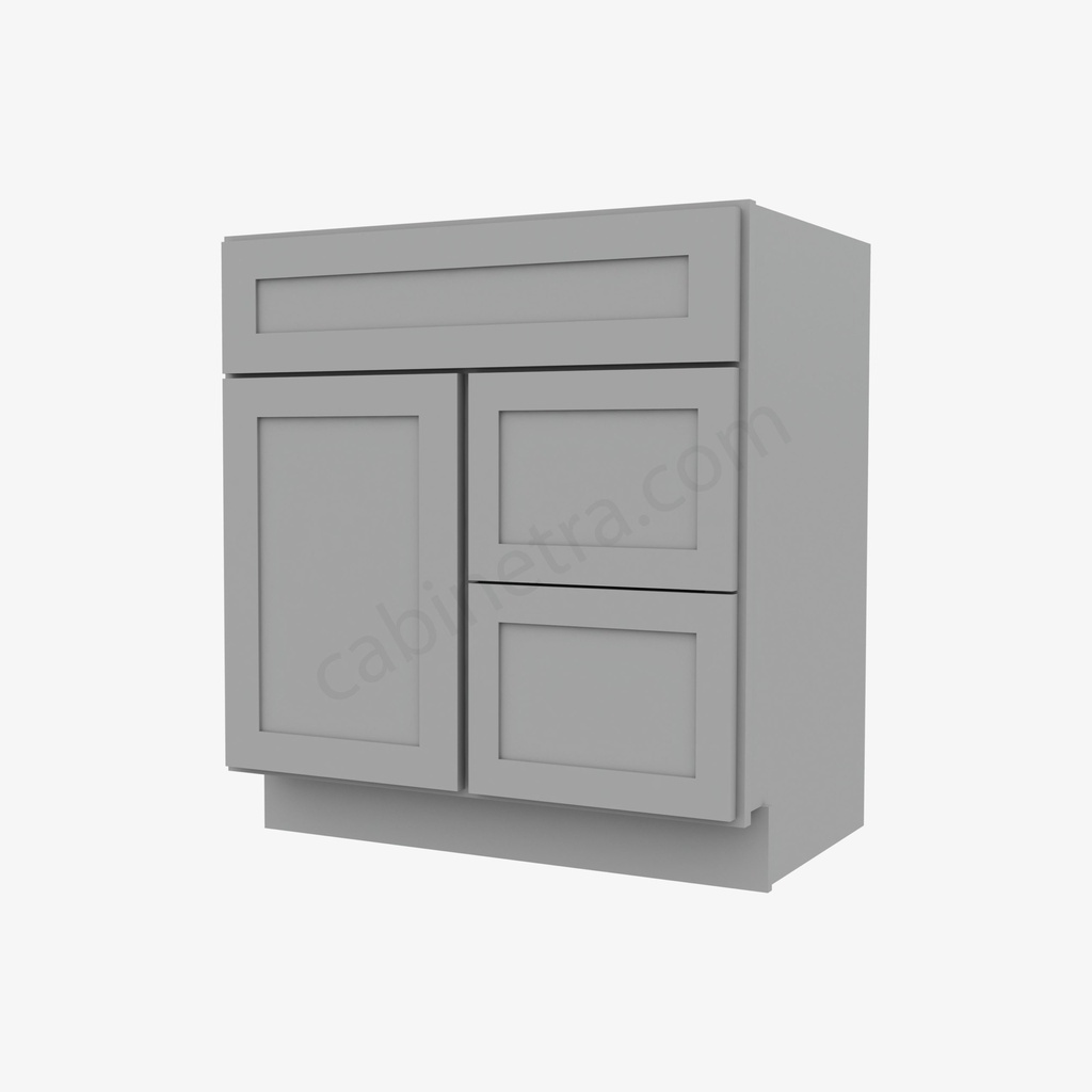 AB-S3021DR-34-1/2"" Combo Vanity with Right Drawer | Forevermark Lait Gray Shaker