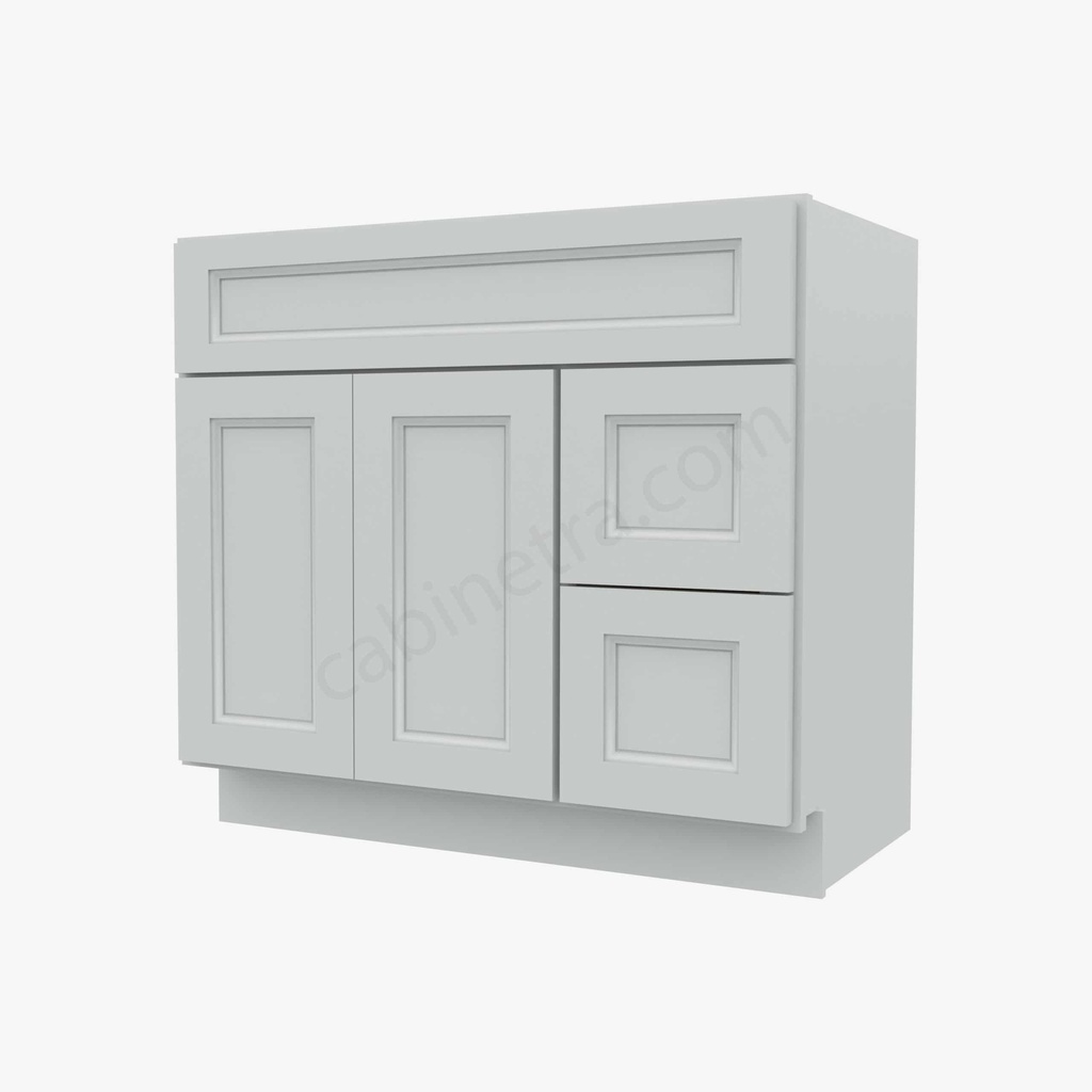 TW-S3621BDR-34-1/2"" Sink Base Combo Vanity with Right Drawer | Forevermark Uptown White
