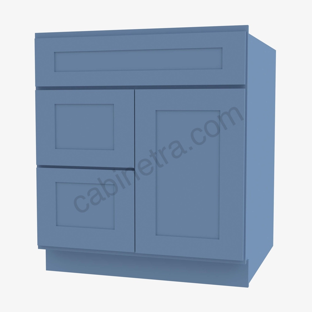 AX-S3021DL-34-1/2"" Combo Vanity with Left Drawer | Forevermark Xterra Blue Shaker