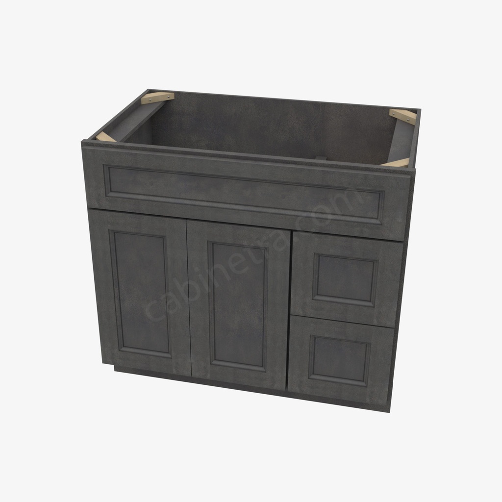 TS-S3621BDR-34-1/2"" Sink Base Combo Vanity with Right Drawer | Forevermark Townsquare Grey