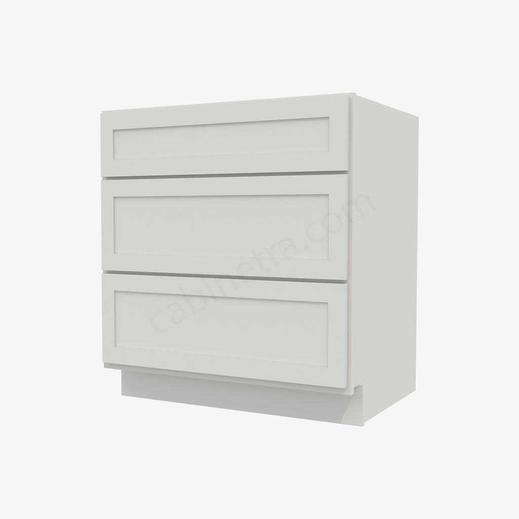 AW-DB30(3) 3 Drawer Pack Base Cabinet | Forevermark Ice White Shaker